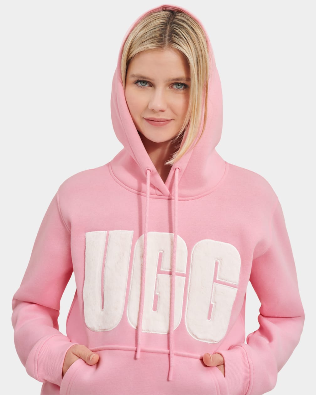 Sudadera con Capucha Ugg Rey Fuzzy Logo Mujer Rosas | Argentina LVDHGCJ-60