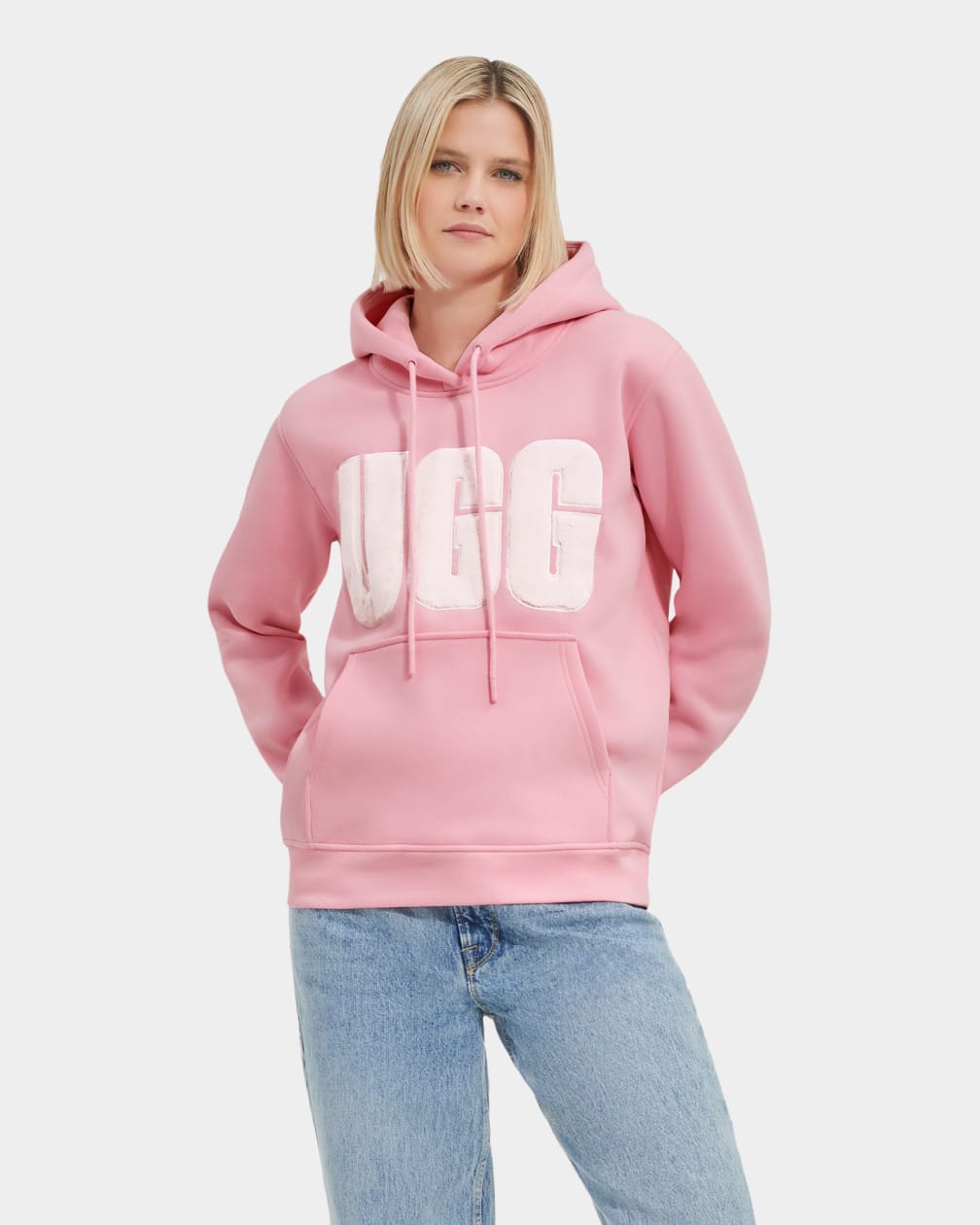 Sudadera con Capucha Ugg Rey Fuzzy Logo Mujer Rosas | Argentina LVDHGCJ-60