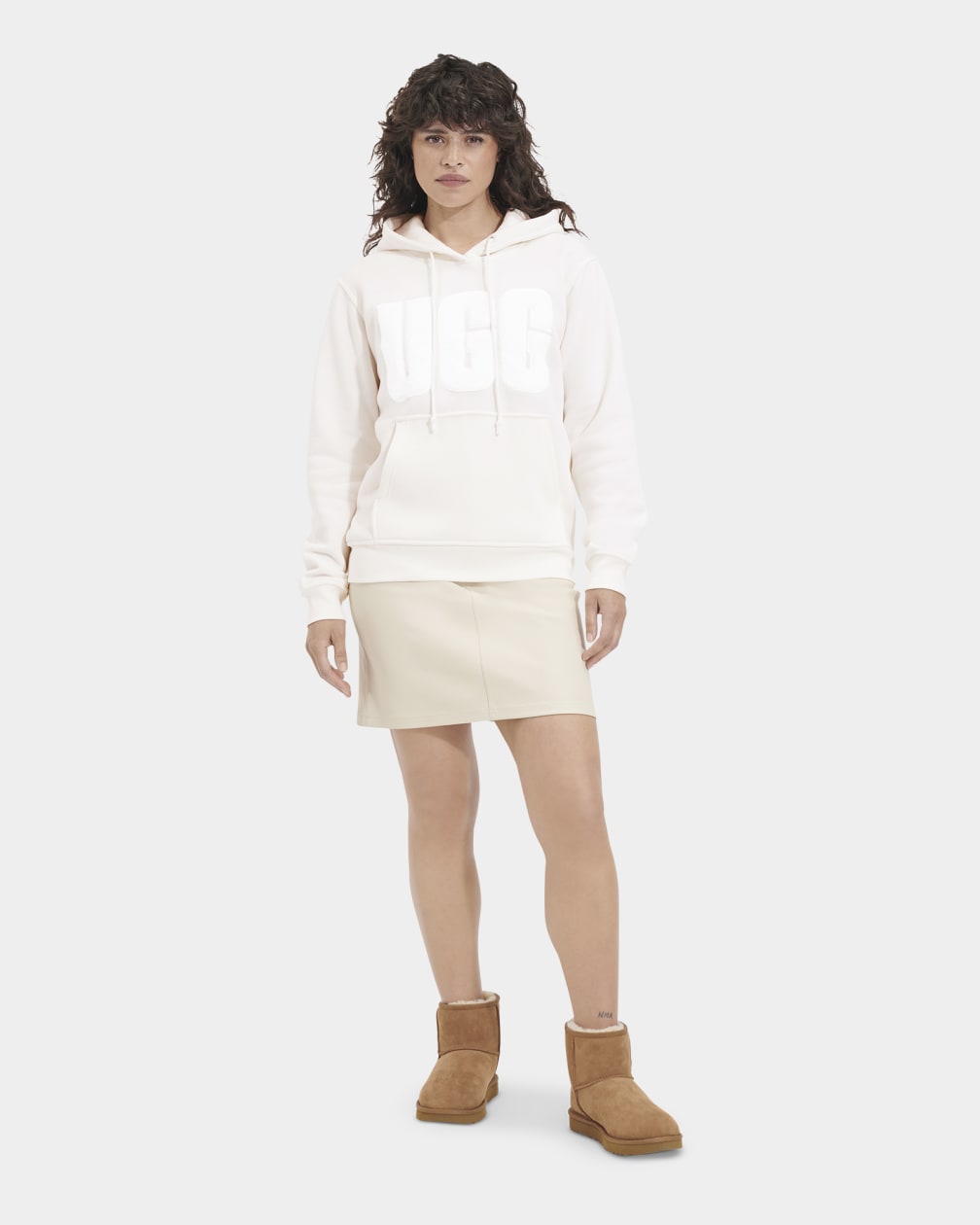 Sudadera con Capucha Ugg Rey Fuzzy Logo Mujer Blancas | Argentina XOFIBAC-15