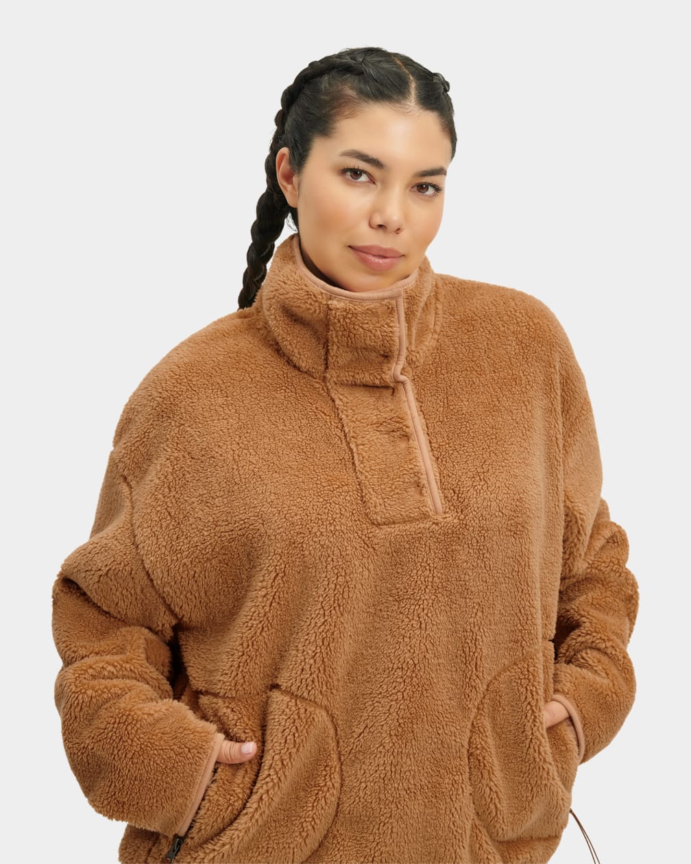 Suéteres Ugg Atwell Sherpa Half Snap Pullover Mujer Marrones | Argentina HIZORDY-48