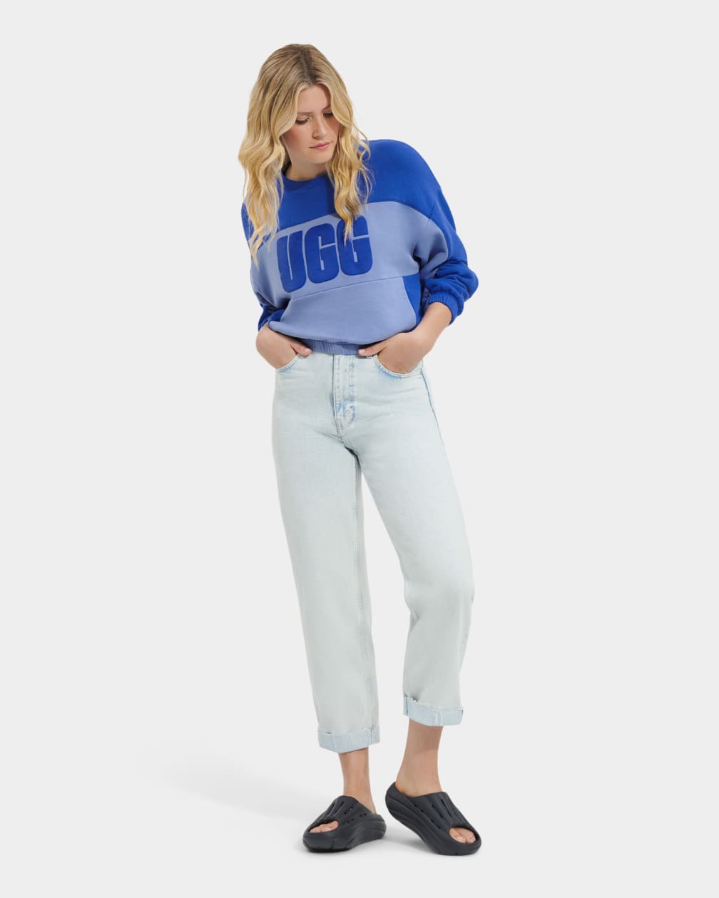 Tops Ugg Aryia Cropped Pullover Blocked Mujer Azules | Argentina UVJMEGZ-09