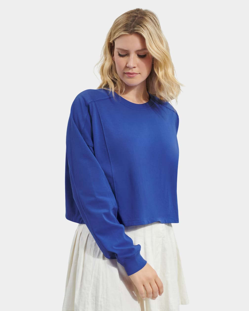 Tops Ugg Delylah Long Sleeve Crop Mujer Azules | Argentina SVWDZKR-24